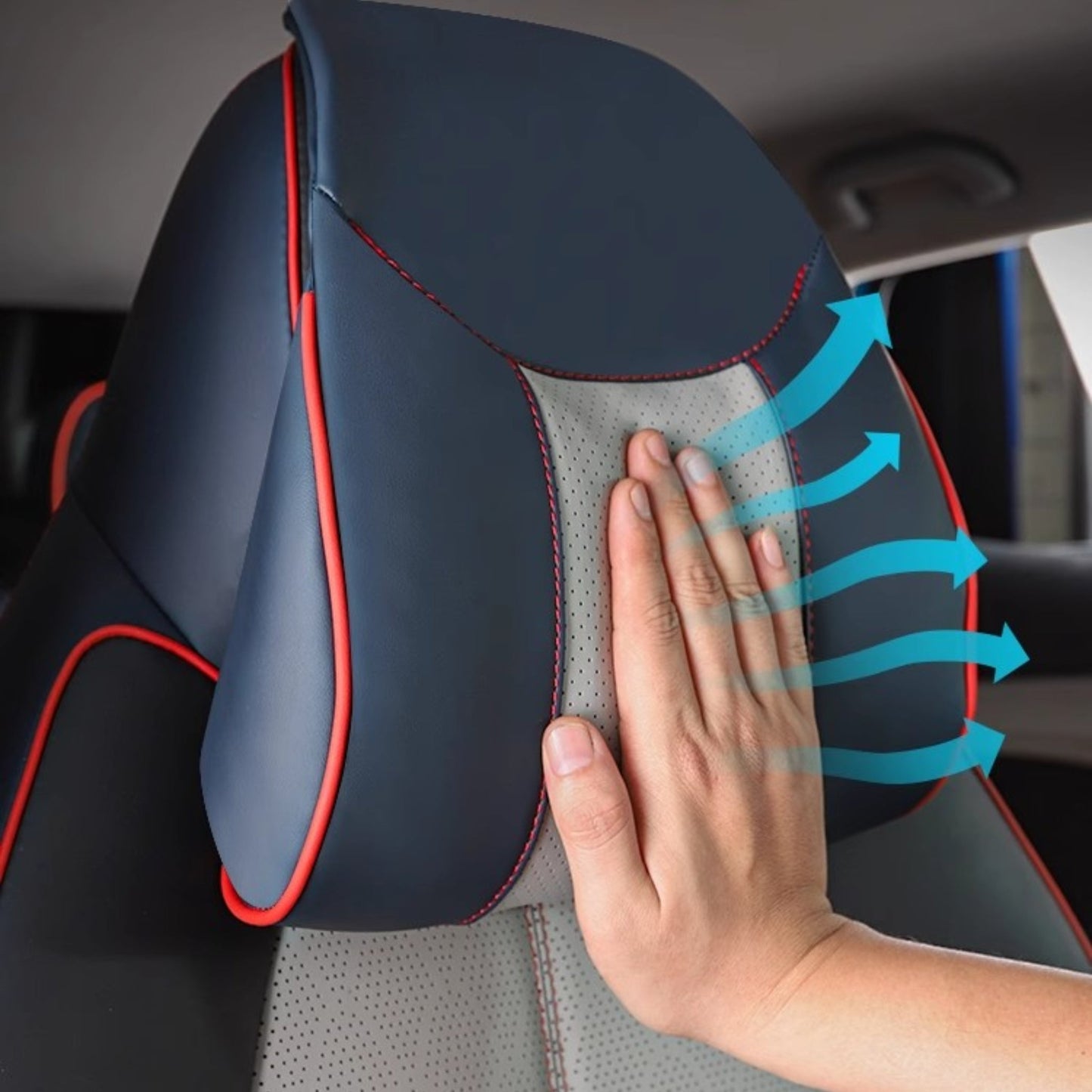 For BYD Premium Leather Headrest & Lumbar Pillow Set (2 - Pcs) - NICE EVS
