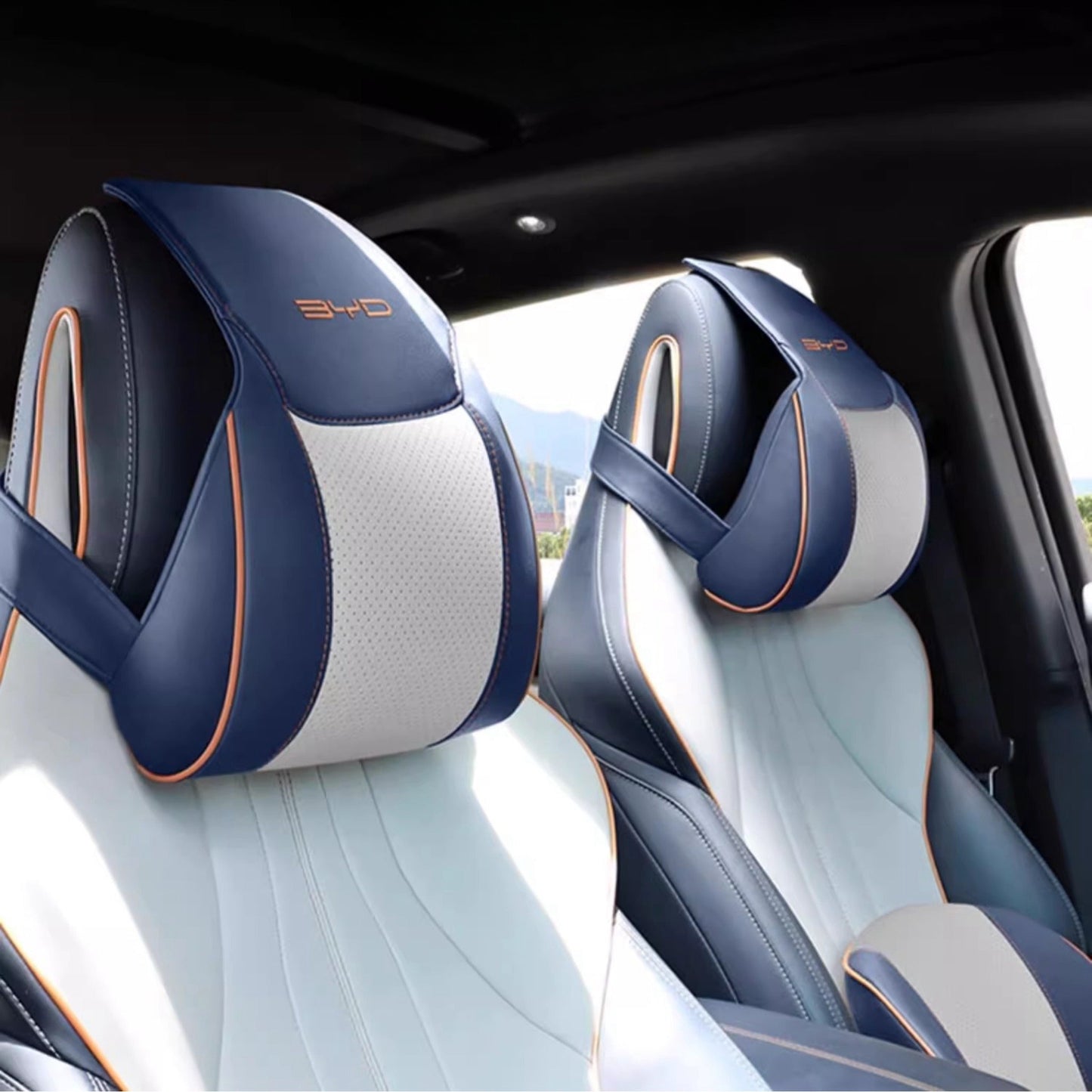 For BYD Premium Leather Headrest & Lumbar Pillow Set (2 - Pcs) - NICE EVS