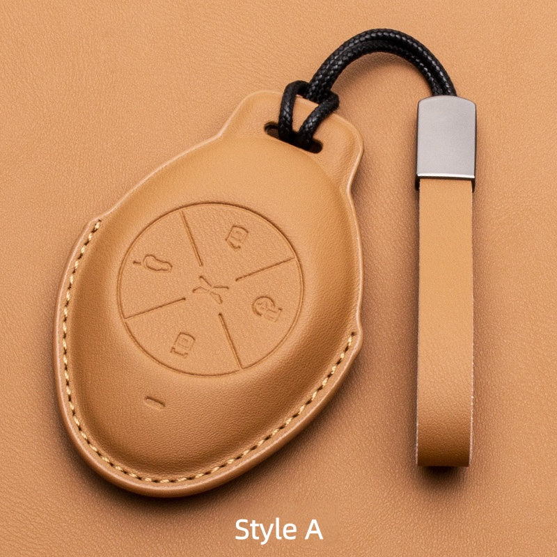 Premium Leather Key Fob Cover for Xpeng EV