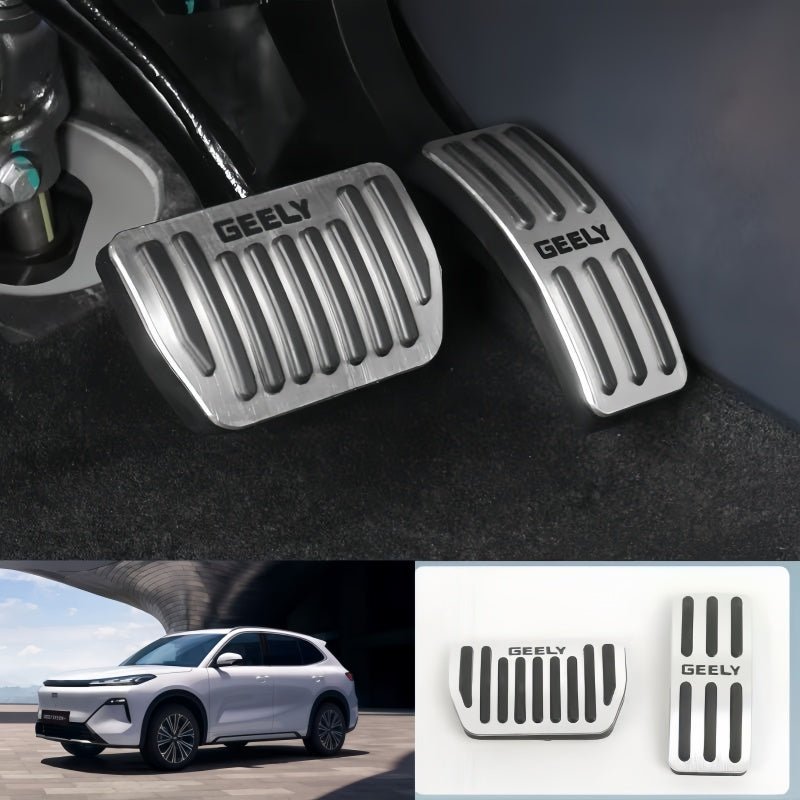 Brushed Aluminum Anti - Slip Performance Pedal Covers for Geely - NICE EVS