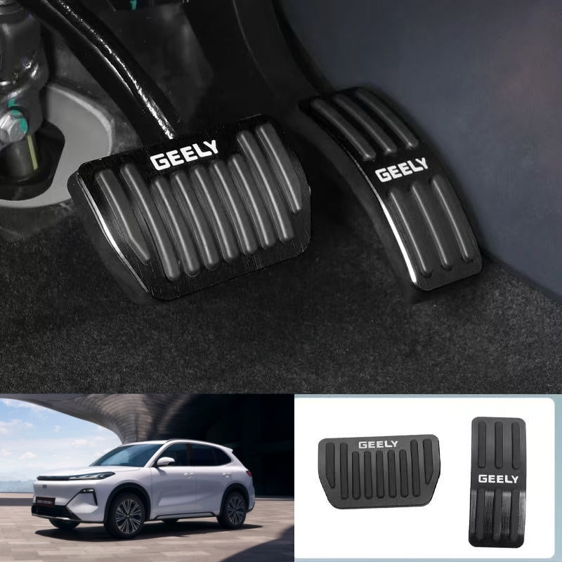 Brushed Aluminum Anti - Slip Performance Pedal Covers for Geely - NICE EVS