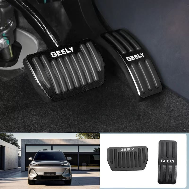 Brushed Aluminum Anti - Slip Performance Pedal Covers for Geely - NICE EVS