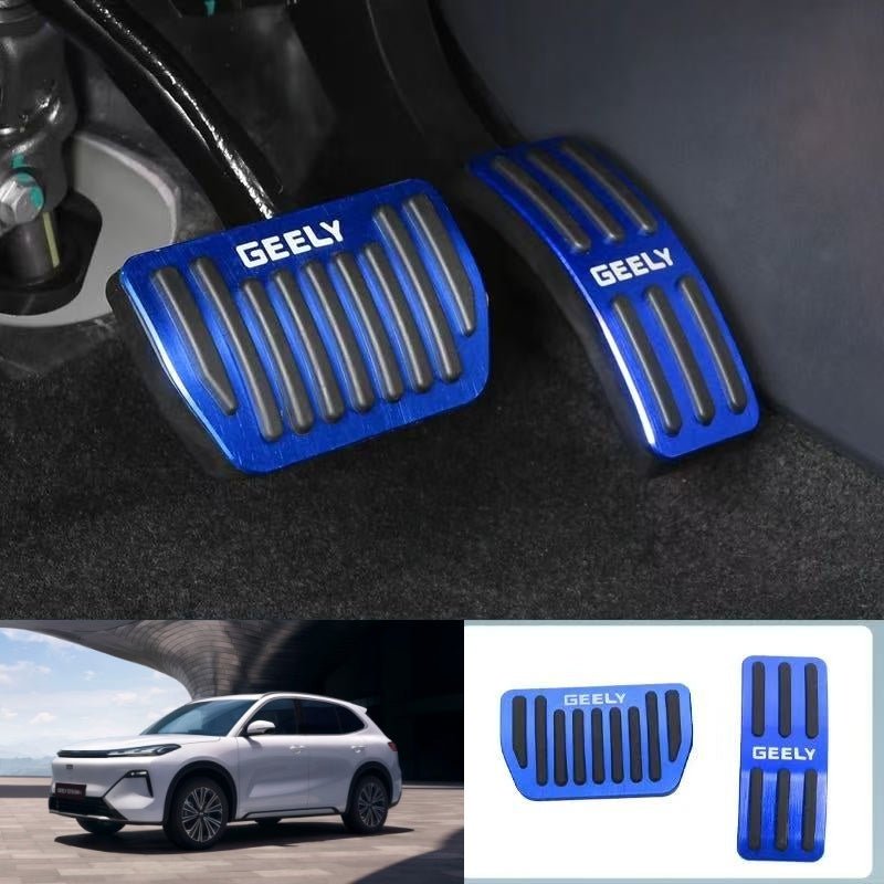 Brushed Aluminum Anti - Slip Performance Pedal Covers for Geely - NICE EVS