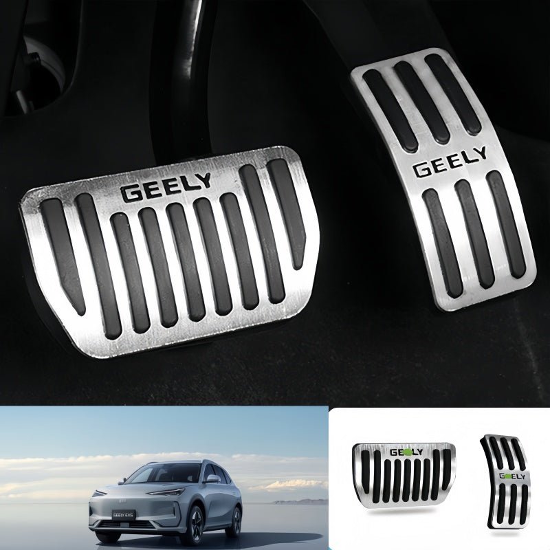 Brushed Aluminum Anti - Slip Performance Pedal Covers for Geely - NICE EVS