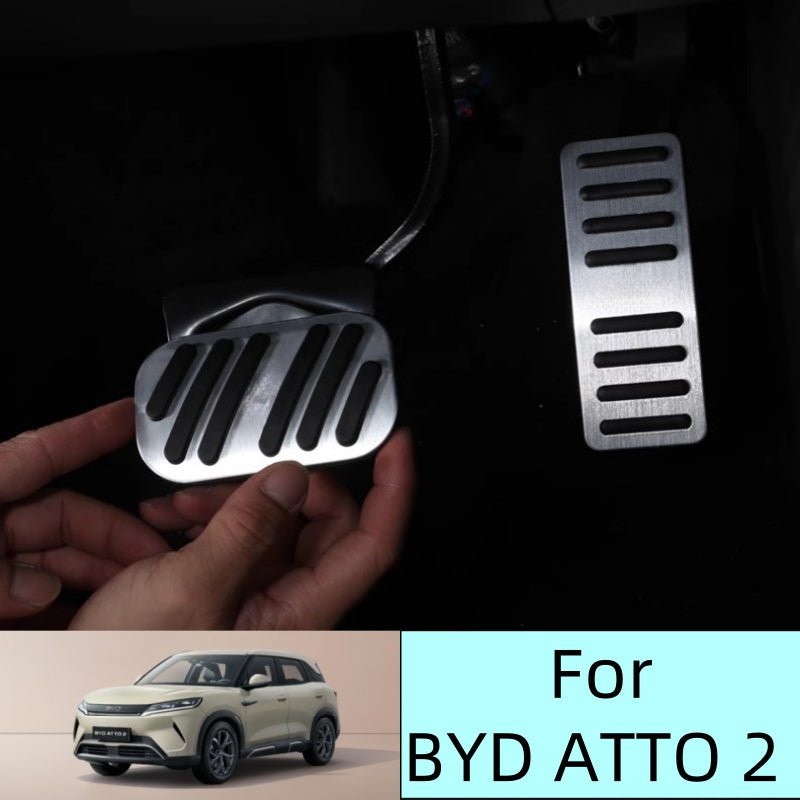 Brushed Aluminum Performance Pedal Covers for BYD ATTO 2/ATTO 3 - NICE EVS