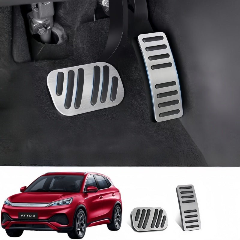 Brushed Aluminum Performance Pedal Covers for BYD ATTO 2/ATTO 3 - NICE EVS