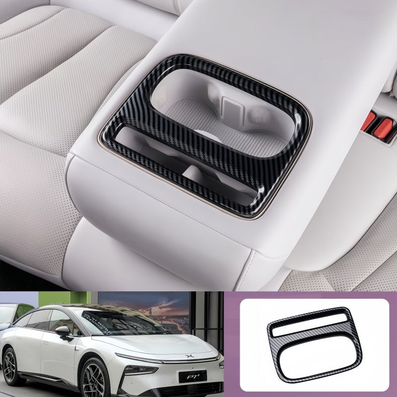 Carbon Fiber Rear Cup Holder Trim Frame for 2026 Xpeng P7+ - NICE EVS