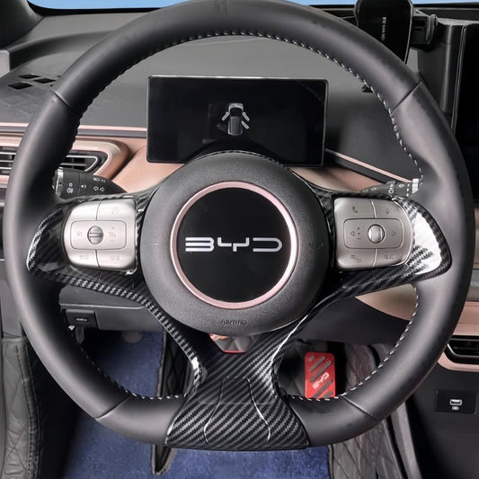 Carbon Fiber Texture Steering Wheel Cover for BYD Dolphin Surf/Seagull - NICE EVS