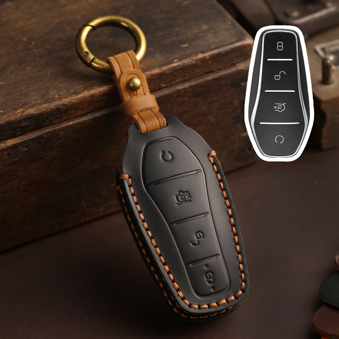 For BYD Key Premium Leather Case - NICE EVS