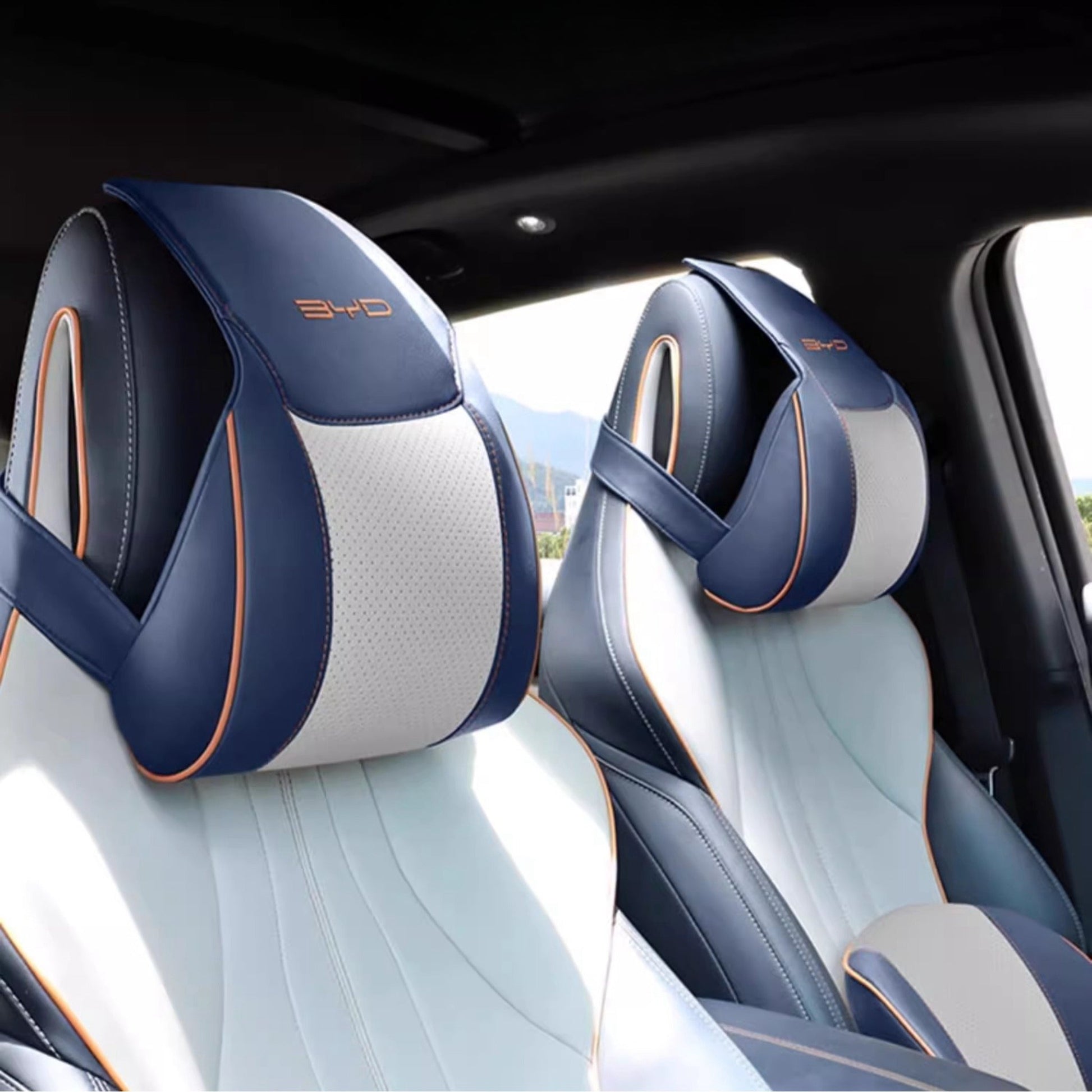 For BYD Premium Leather Headrest & Lumbar Pillow Set (2 - Pcs) - NICE EVS