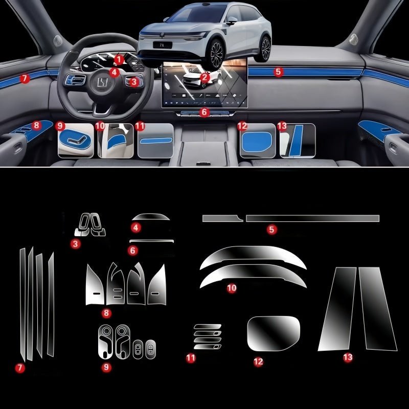 Full Set Button Cover Film for Zeekr 7X Interior Protection - NICE EVS
