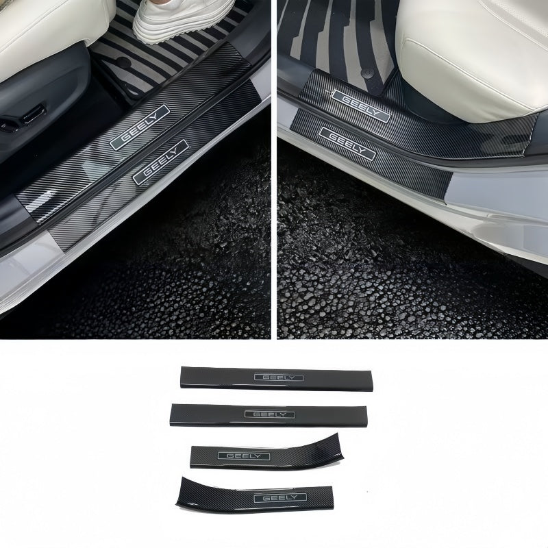 Carbon Fiber Style Door Sill Scuff Plate for Geely EX5