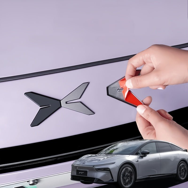 Gloss Black Alloy Badge Overlay Stickers for 2026 Xpeng P7+ - NICE EVS