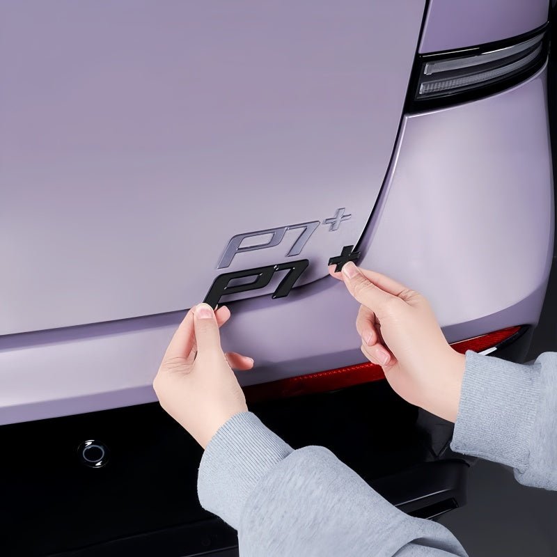 Gloss Black Alloy Badge Overlay Stickers for 2026 Xpeng P7+ - NICE EVS
