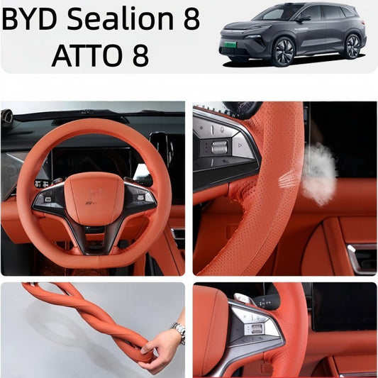 Nappa Leather Steering Wheel Cover for BYD Sealion 8 / ATTO 8 - NICE EVS