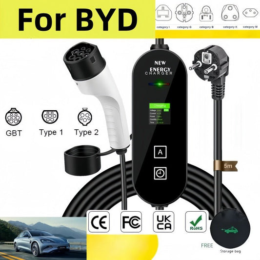 Type 2 Portable EV Charger for BYD Xpeng Zeekr Leapmotor - NICE EVS